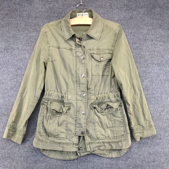 Marrakech Women's Full Zip Military Utility Jacket Green XS Long Sleeve Pockets - Picture 2 of 13